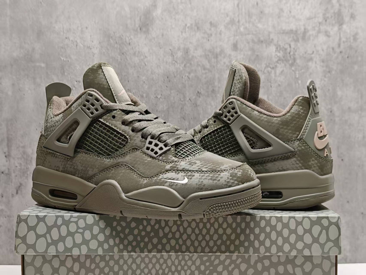 Air Jordan 4 Retro Military Mamba Custom Sneakers | Olive / Black