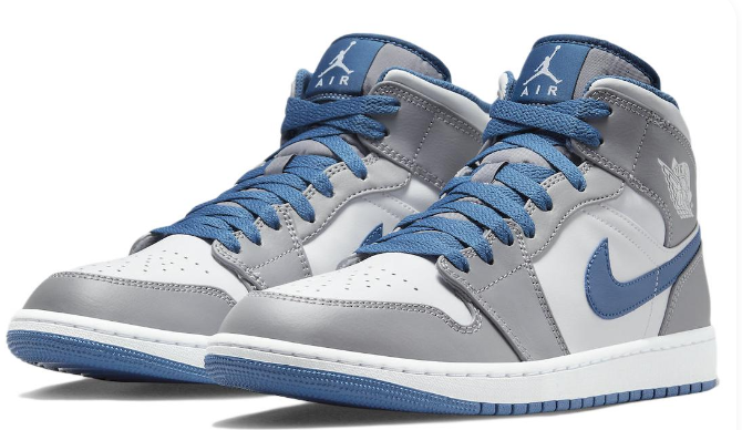 Air Jordan 1 Mid Sneakers | Cement Grey / True Blue