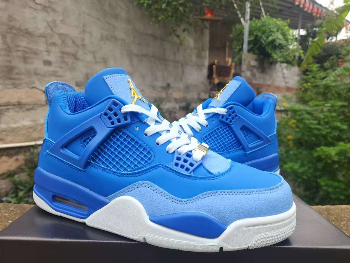Air Jordan 4 Retro Sneakers | Royal Blue / Gold