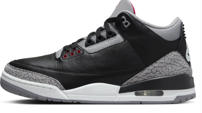 Air Jordan 3 OG Sneakers | Black Cement (2024)