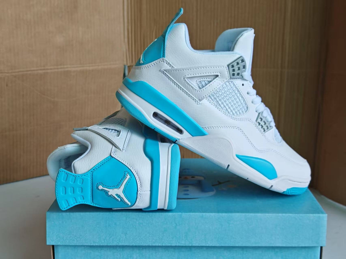 Air Jordan 4 Retro Men's & Women's Sneakers | White / Aluminum / Ice Blue