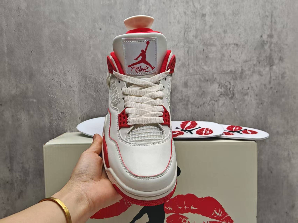 Air Jordan 4 Retro Sneakers | Valentine's Day Sierra Red / White