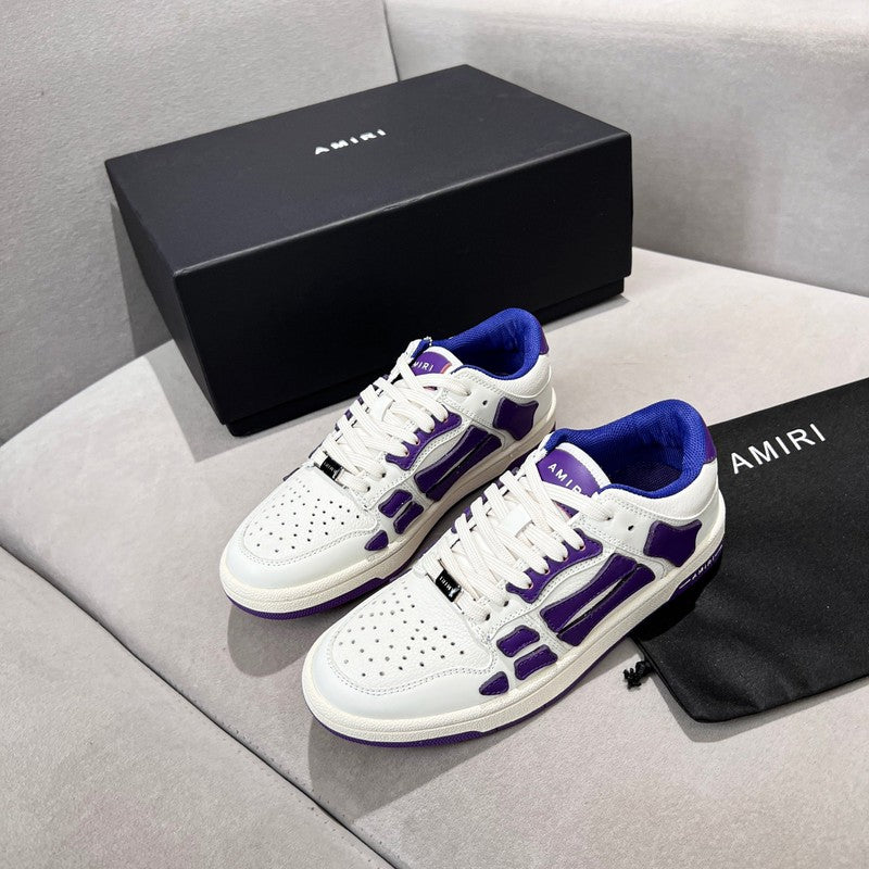 AMIRI White & Purple Bone Detail Low-Top Sneakers