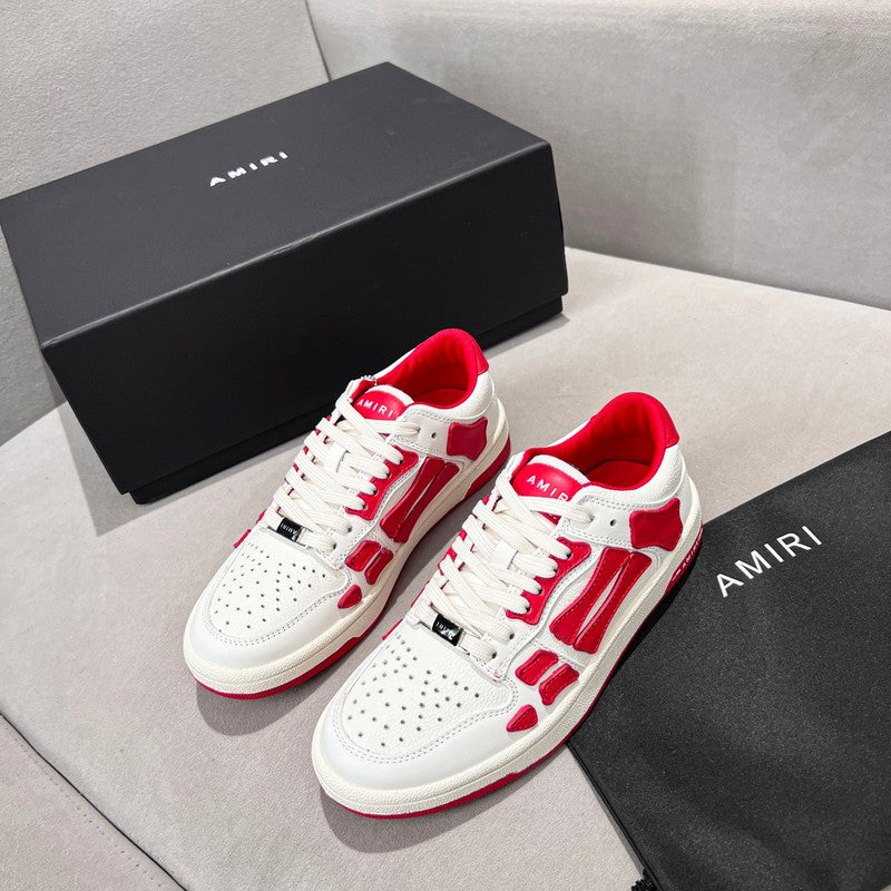 AMIRI White & Red Bone-Detail Low-Top Sneakers