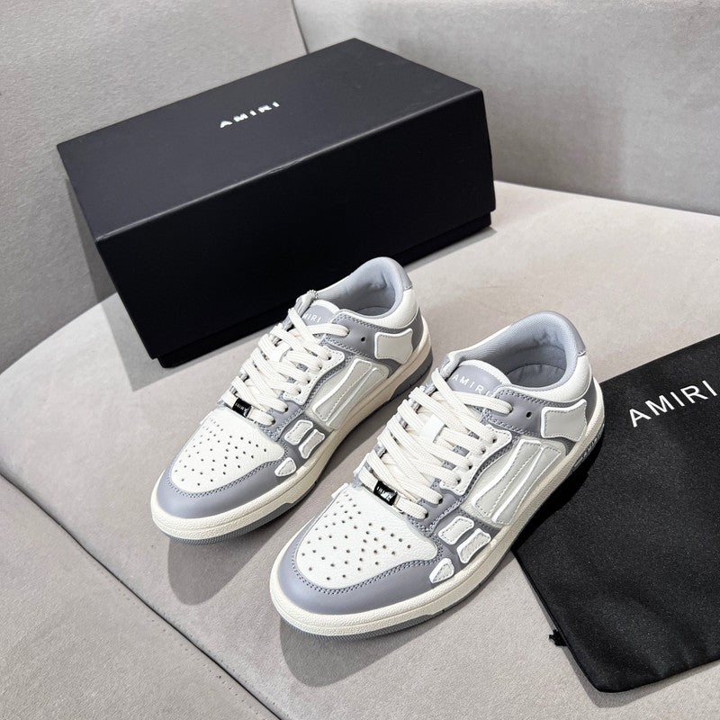 AMIRI Grey & White Bone Detail Low-Top Sneakers