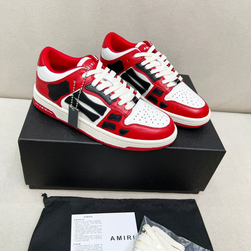 AMIRI Red, White & Black Bone-Detail Low-Top Sneakers