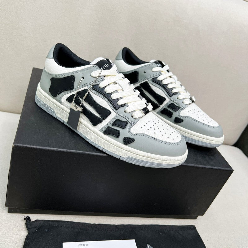 AMIRI Grey, White & Black Bone-Detail Low-Top Sneakers