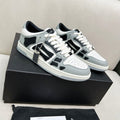 AMIRI Grey, White & Black Bone-Detail Low-Top Sneakers