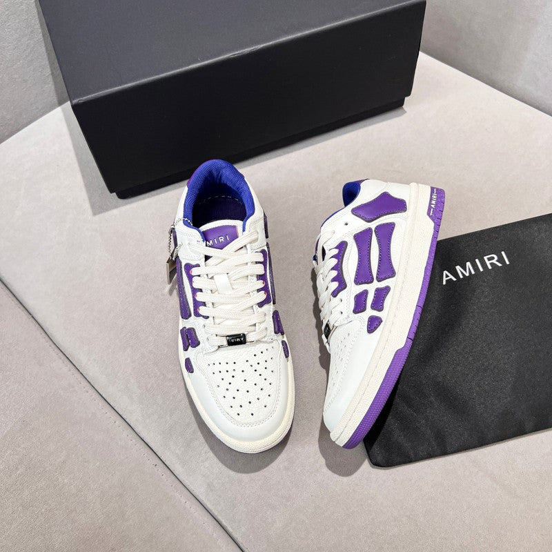 AMIRI White & Purple Bone Detail Low-Top Sneakers