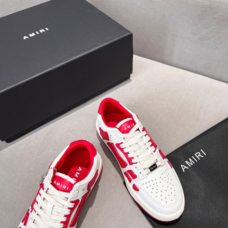 AMIRI White & Red Bone-Detail Low-Top Sneakers