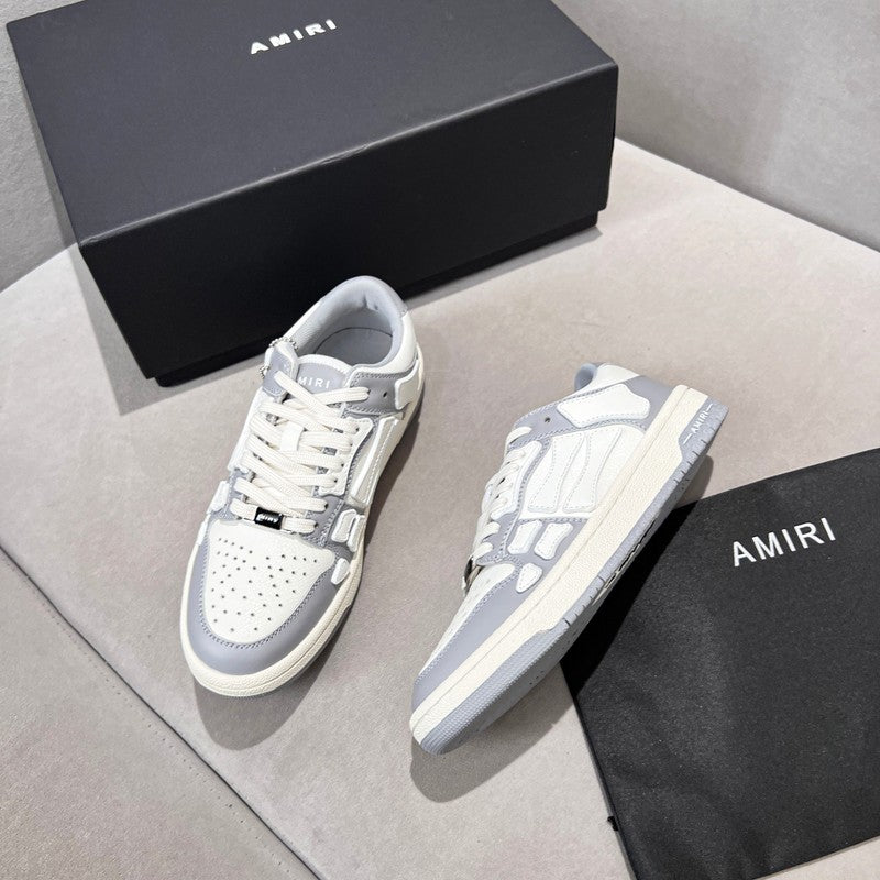 AMIRI Grey & White Bone Detail Low-Top Sneakers