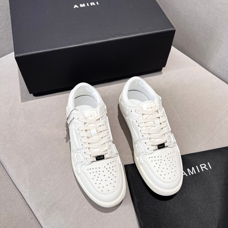 AMIRI All-White Bone Detail Low-Top Sneakers