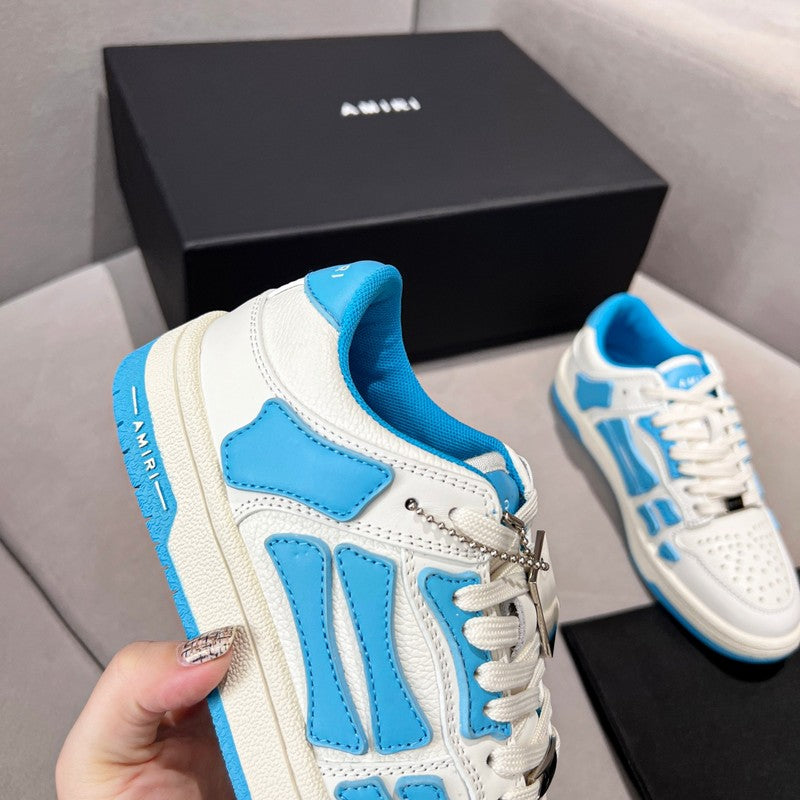 AMIRI White & Blue Bone Detail Low-Top Sneakers