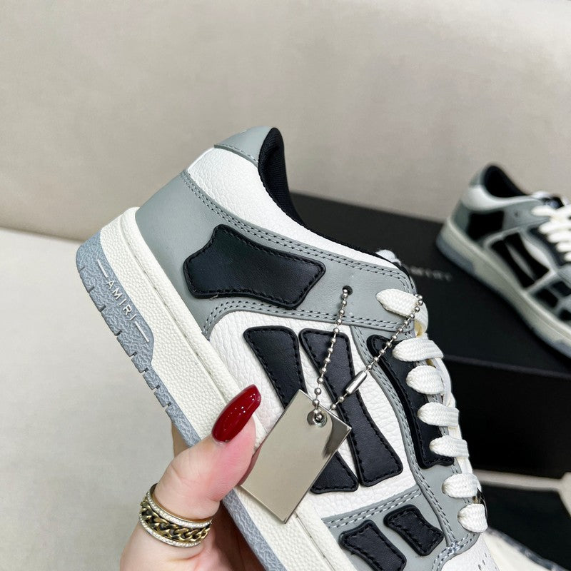 AMIRI Grey, White & Black Bone-Detail Low-Top Sneakers