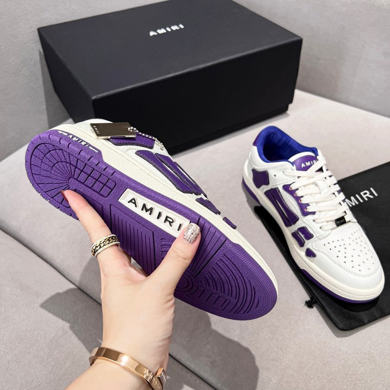 AMIRI White & Purple Bone Detail Low-Top Sneakers