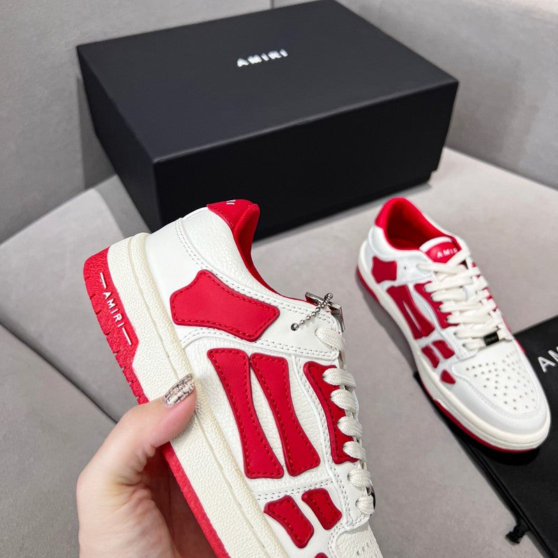 AMIRI White & Red Bone-Detail Low-Top Sneakers