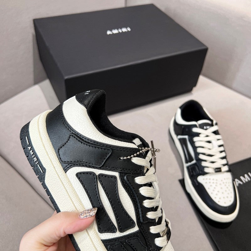 AMIRI Black & White Bone Detail Low-Top Sneakers