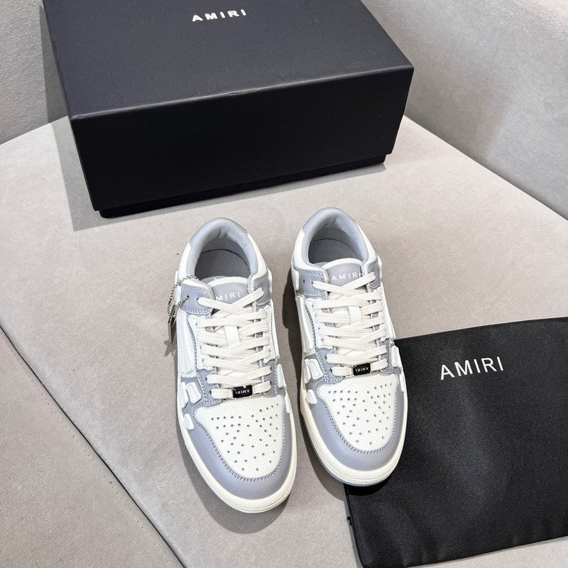 AMIRI Grey & White Bone Detail Low-Top Sneakers
