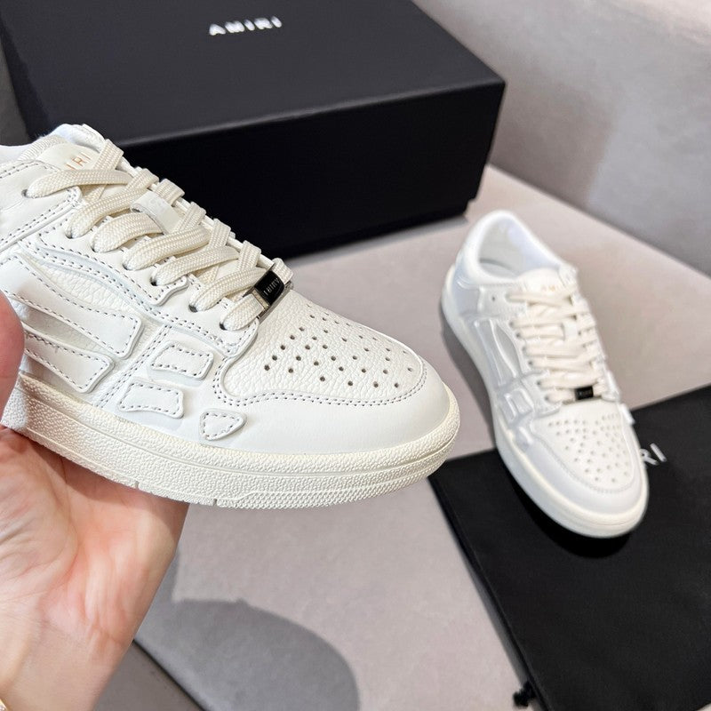 AMIRI All-White Bone Detail Low-Top Sneakers