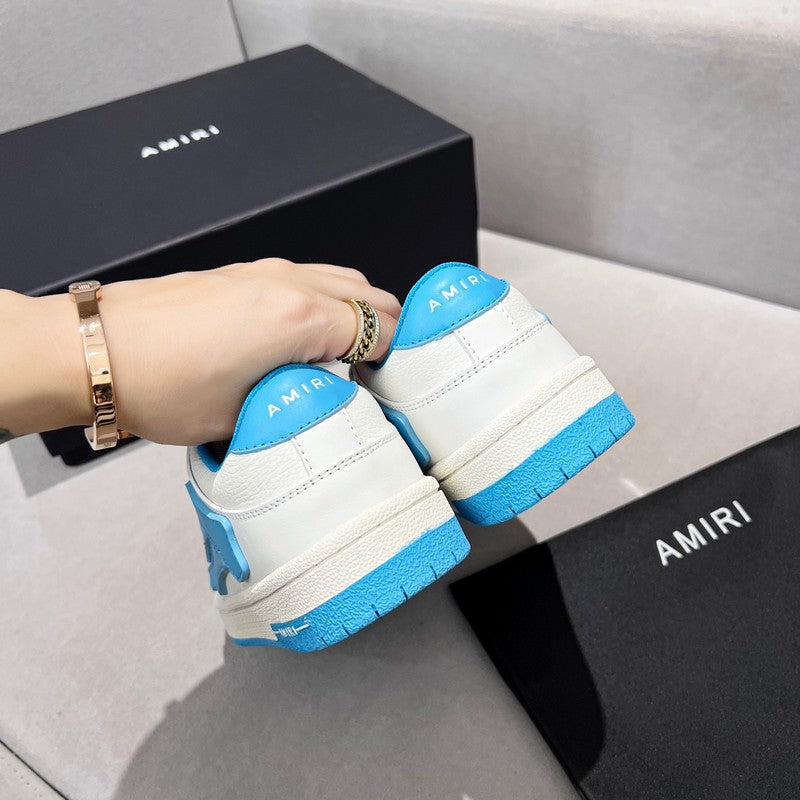 AMIRI White & Blue Bone Detail Low-Top Sneakers