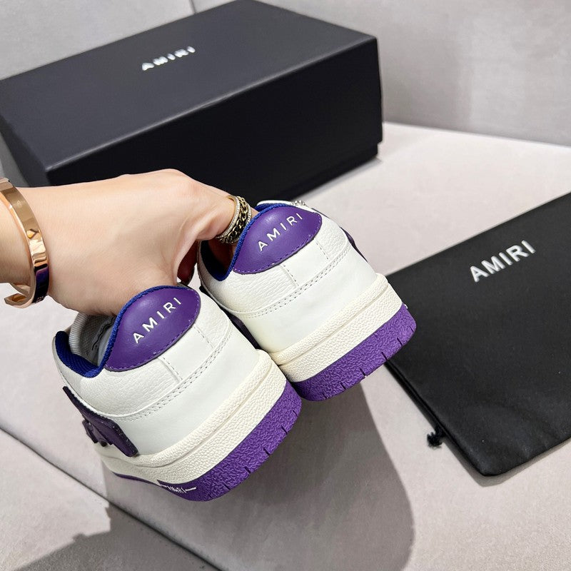 AMIRI White & Purple Bone Detail Low-Top Sneakers
