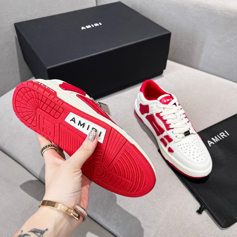 AMIRI White & Red Bone-Detail Low-Top Sneakers