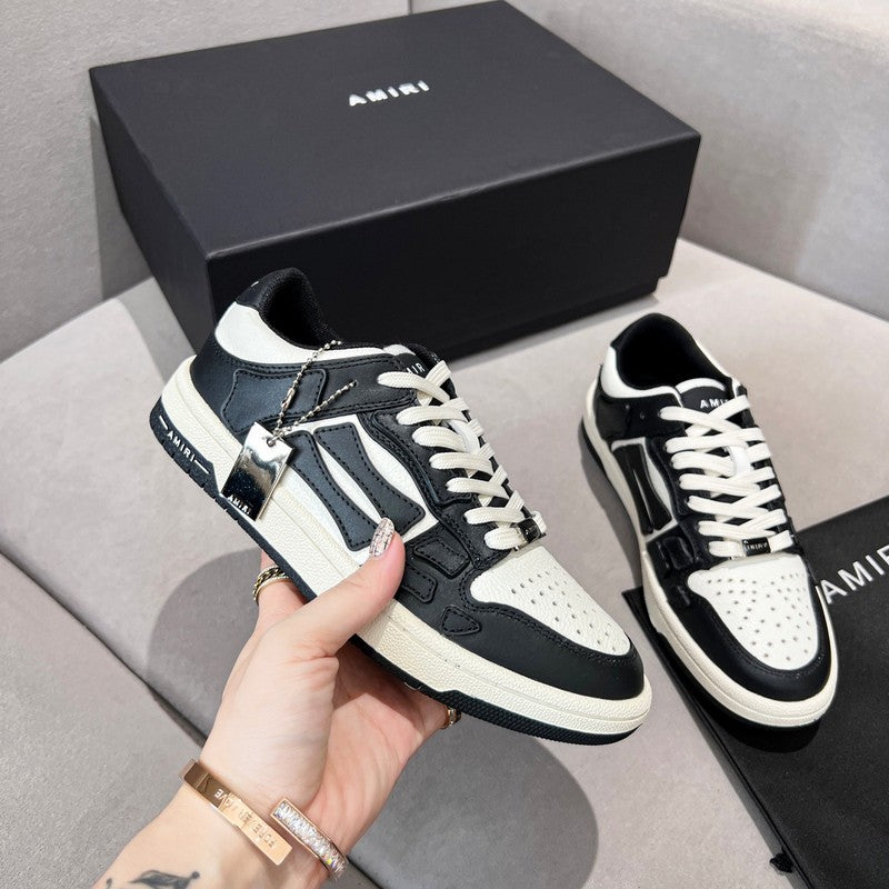 AMIRI Black & White Bone Detail Low-Top Sneakers