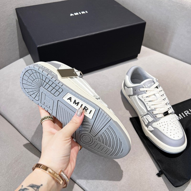 AMIRI Grey & White Bone Detail Low-Top Sneakers