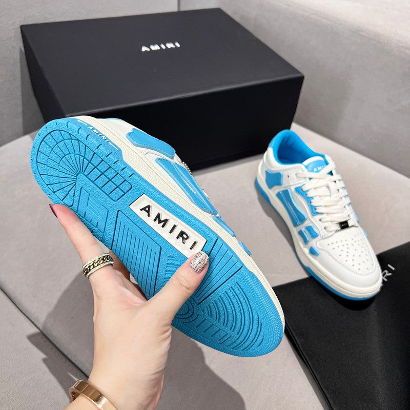 AMIRI White & Blue Bone Detail Low-Top Sneakers