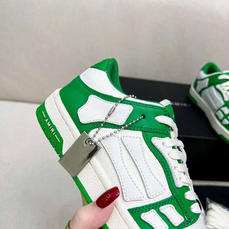AMIRI Green & White Bone-Detail Low-Top Sneakers
