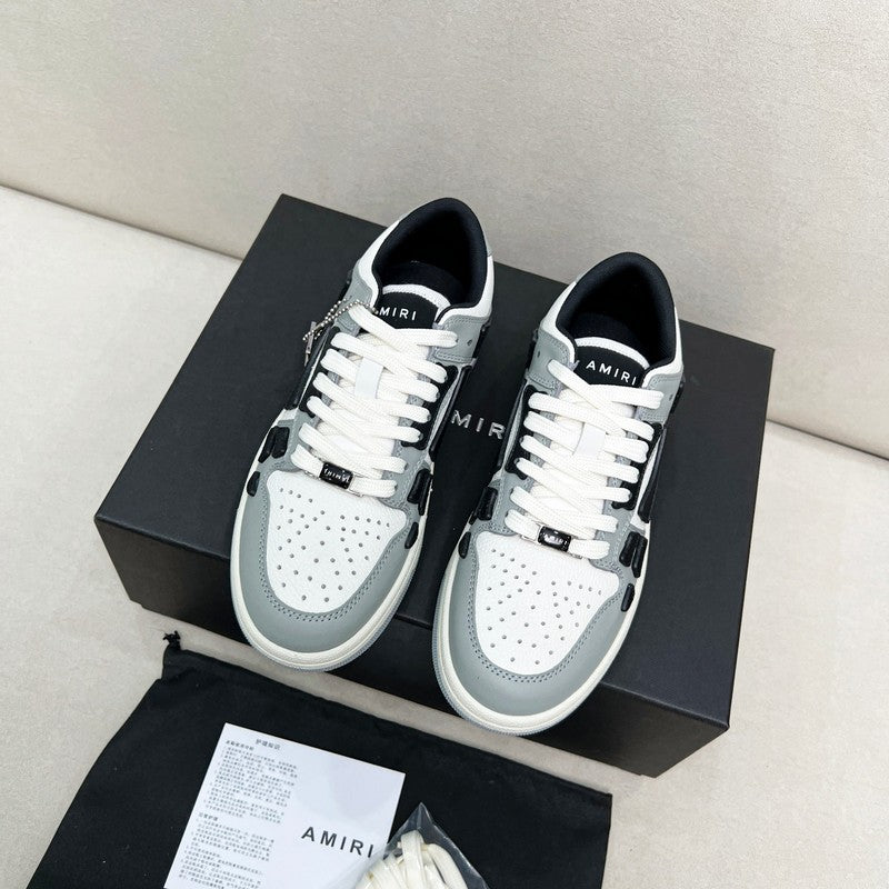AMIRI Grey, White & Black Bone-Detail Low-Top Sneakers
