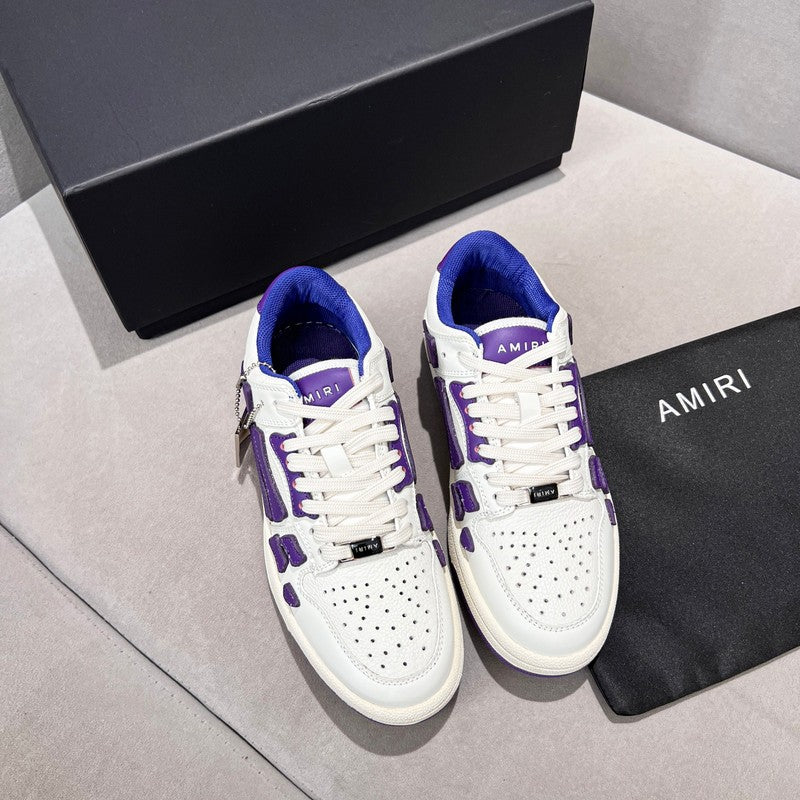 AMIRI White & Purple Bone Detail Low-Top Sneakers