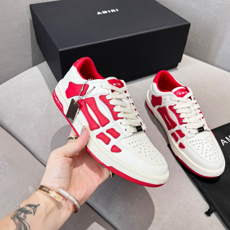AMIRI White & Red Bone-Detail Low-Top Sneakers