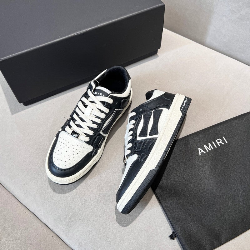 AMIRI Black & White Bone Detail Low-Top Sneakers
