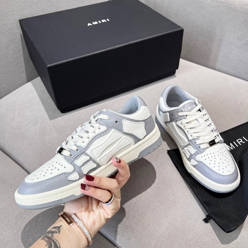 AMIRI Grey & White Bone Detail Low-Top Sneakers