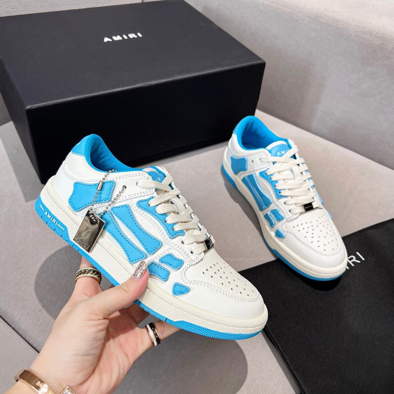 AMIRI White & Blue Bone Detail Low-Top Sneakers