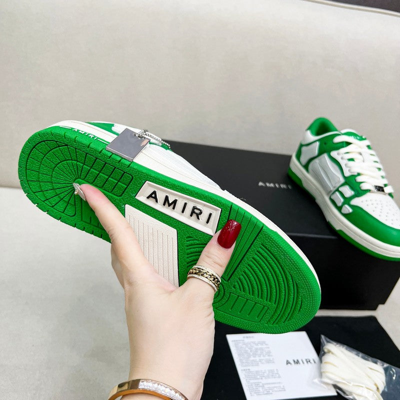 AMIRI Green & White Bone-Detail Low-Top Sneakers