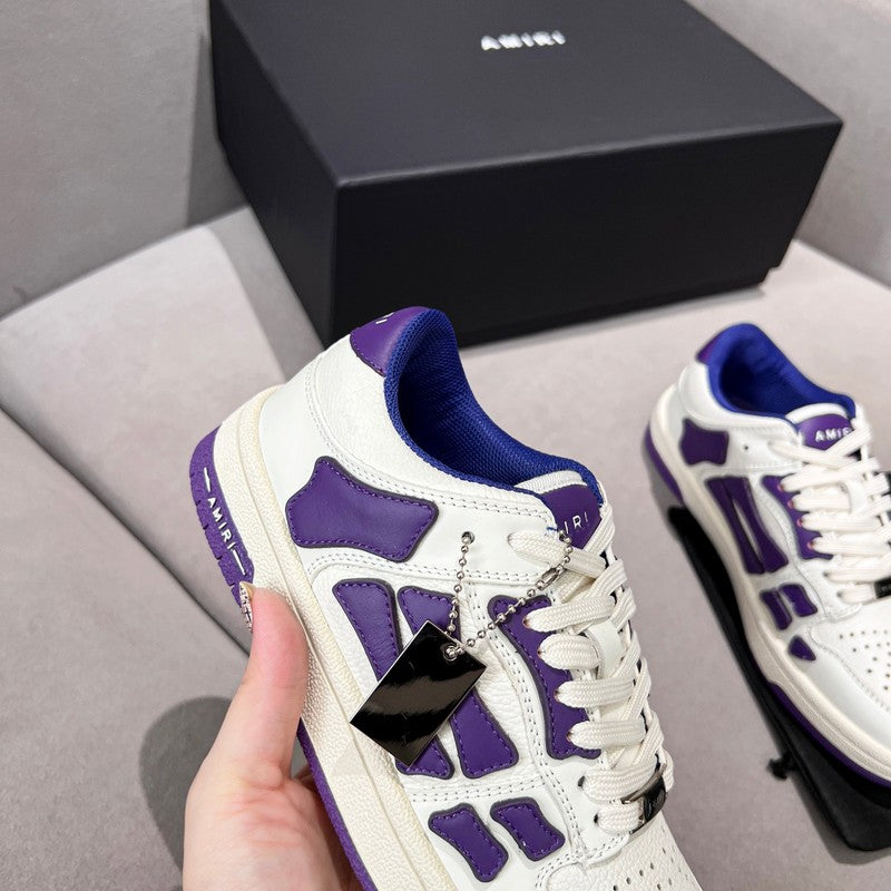 AMIRI White & Purple Bone Detail Low-Top Sneakers