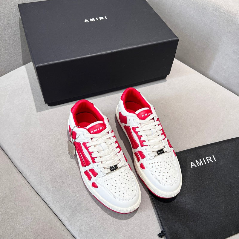 AMIRI White & Red Bone-Detail Low-Top Sneakers