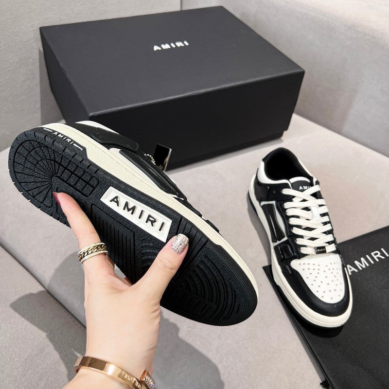 AMIRI Black & White Bone Detail Low-Top Sneakers