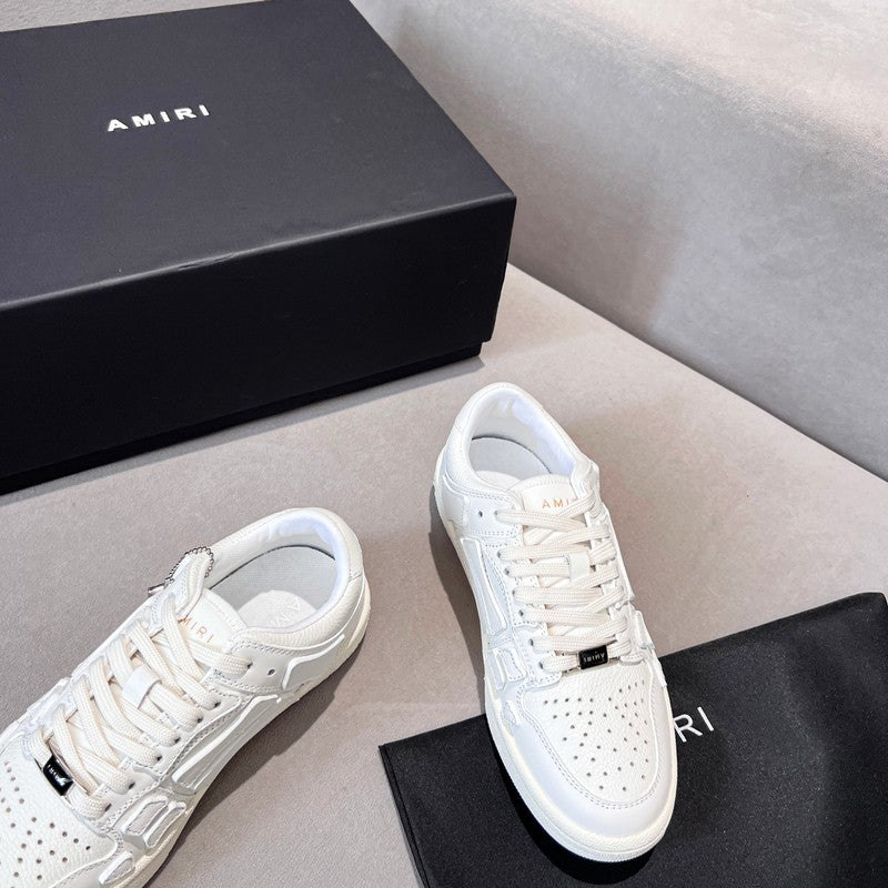 AMIRI All-White Bone Detail Low-Top Sneakers