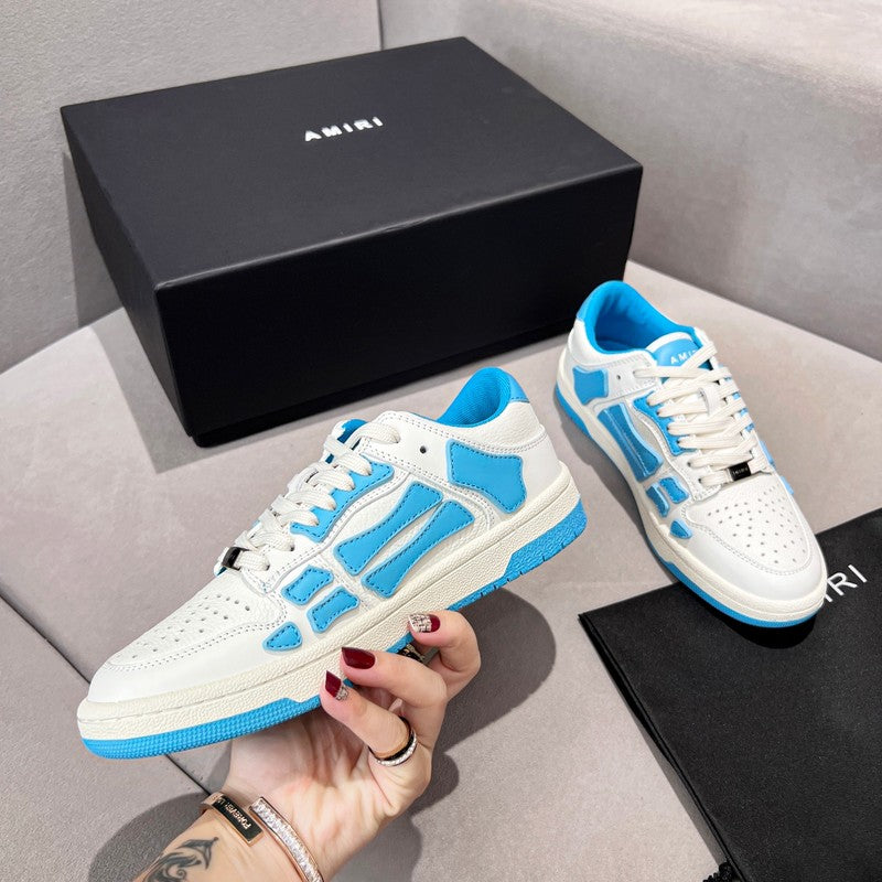 AMIRI White & Blue Bone Detail Low-Top Sneakers