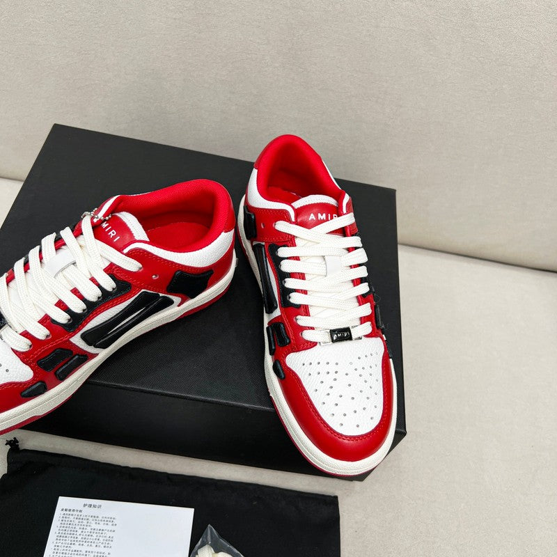 AMIRI Red, White & Black Bone-Detail Low-Top Sneakers