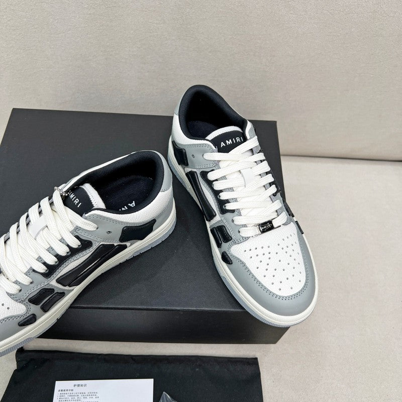 AMIRI Grey, White & Black Bone-Detail Low-Top Sneakers