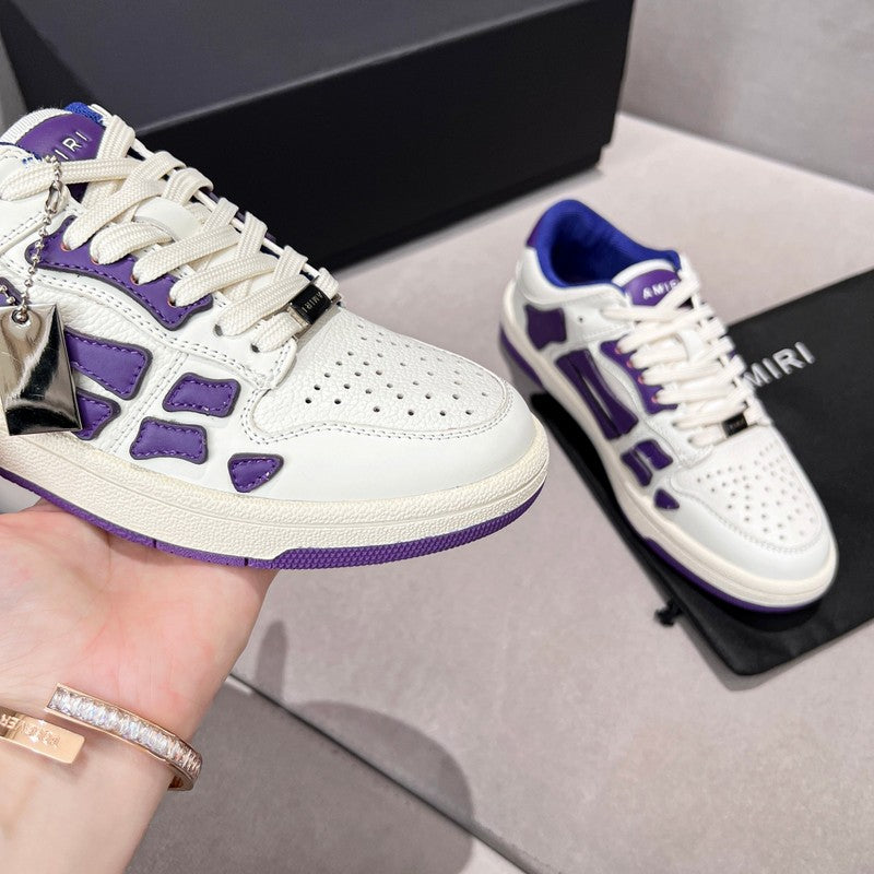 AMIRI White & Purple Bone Detail Low-Top Sneakers
