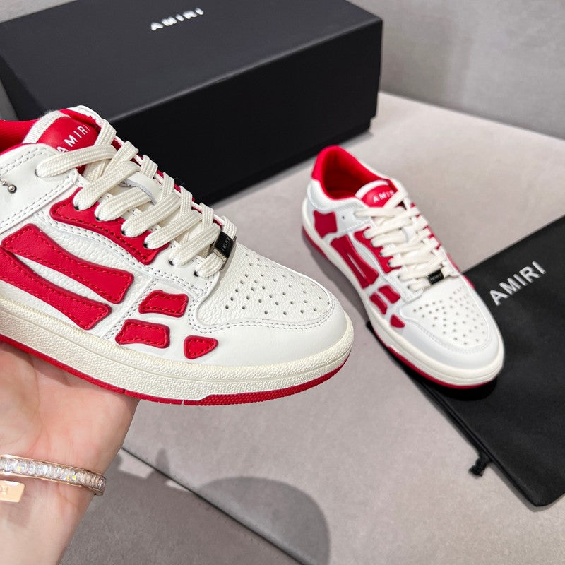 AMIRI White & Red Bone-Detail Low-Top Sneakers