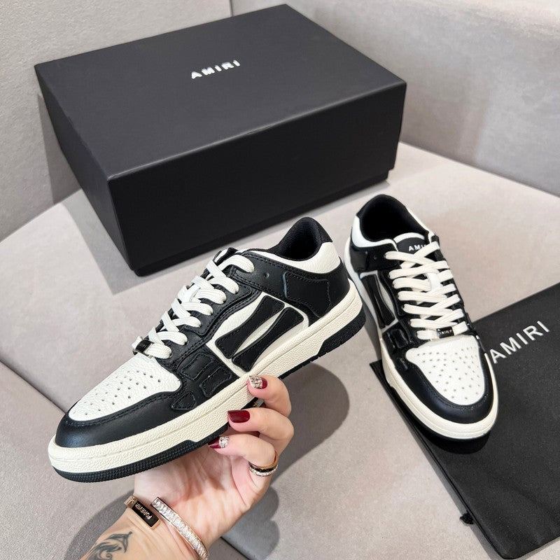 AMIRI Black & White Bone Detail Low-Top Sneakers