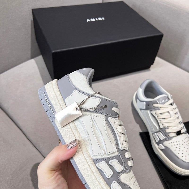 AMIRI Grey & White Bone Detail Low-Top Sneakers
