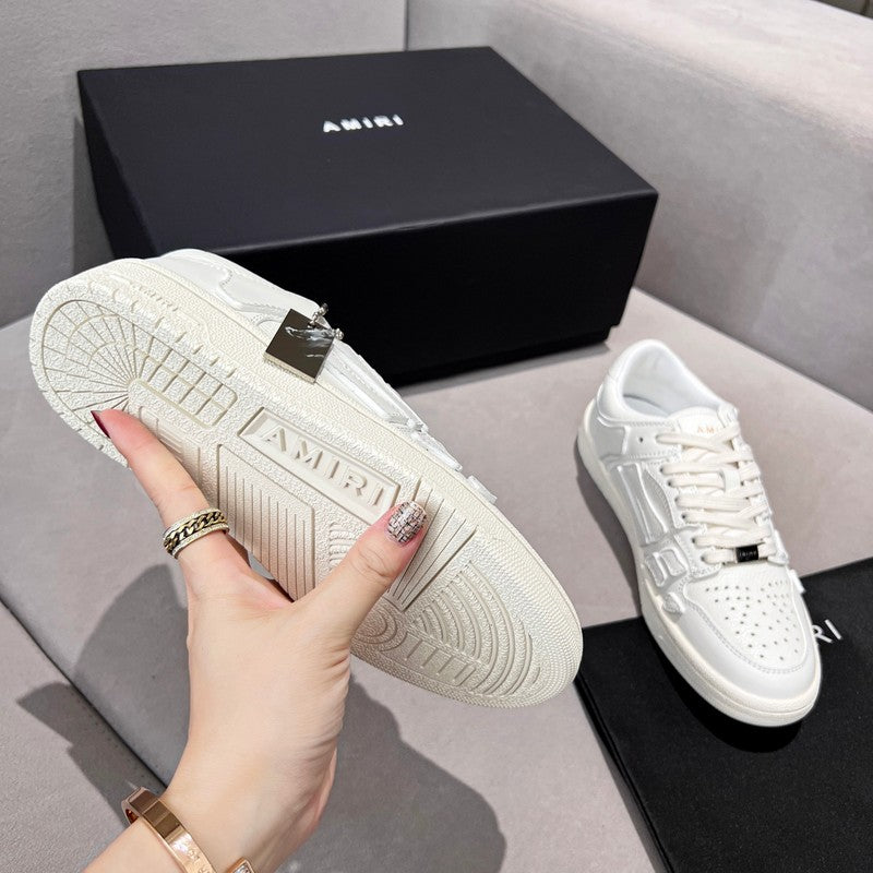 AMIRI All-White Bone Detail Low-Top Sneakers
