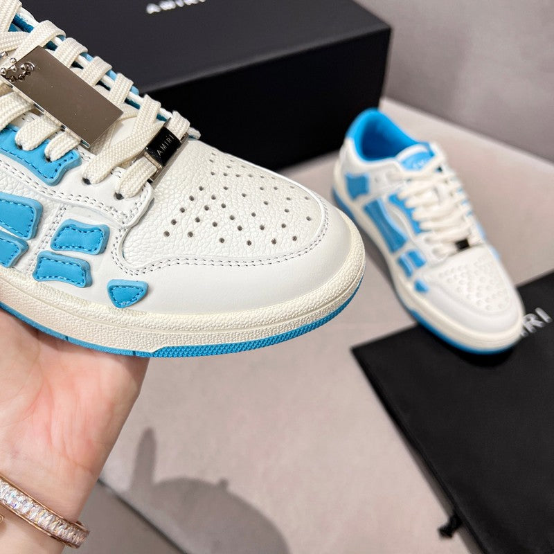 AMIRI White & Blue Bone Detail Low-Top Sneakers